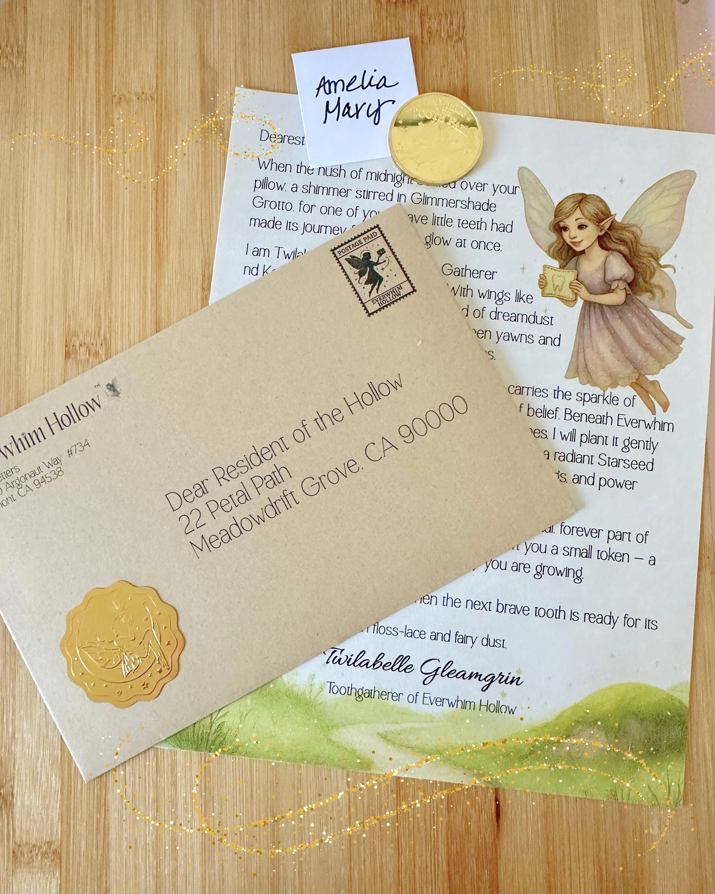 Personalized tooth fairy letter printable for children